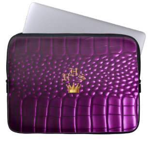 Housse Pour Ordinateur Portable Crocodile Vivid violet Faux Monogramme