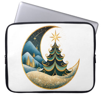 Housse Pour Ordinateur Portable Croissant de Lune Or Noël Hiver Merveilleux