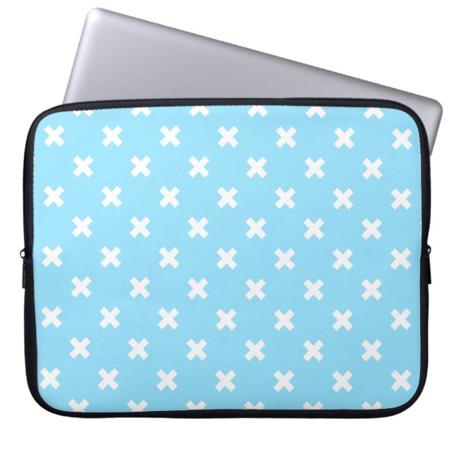 Housse Pour Ordinateur Portable Croix blanche sur le bleu bébé (Devant)