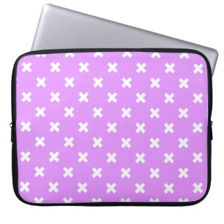 Housse Pour Ordinateur Portable Croix blanches sur lilas