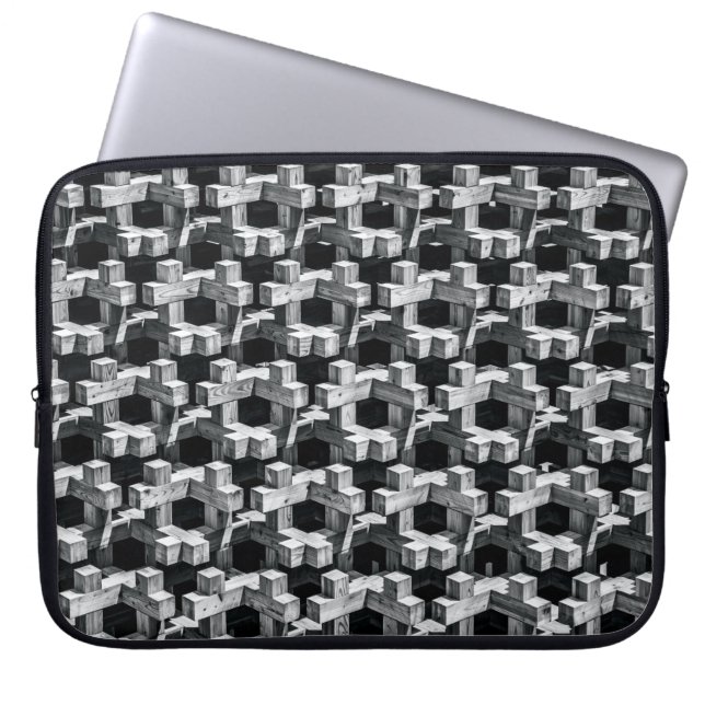 Housse Pour Ordinateur Portable Croix grise et noire (Devant)