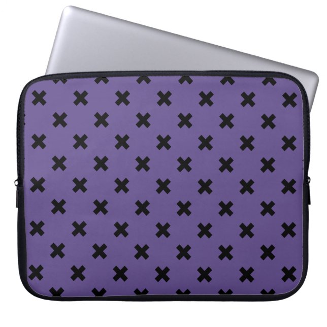 Housse Pour Ordinateur Portable Croix noire sur ultra violet (Devant)