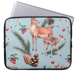 Housse Pour Ordinateur Portable croquis animal motif avec cônes de pin de cerf et