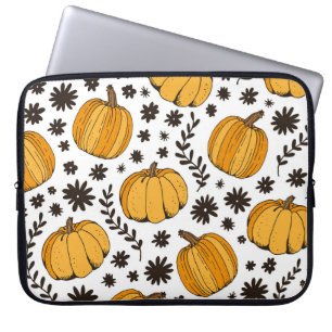 Housse Pour Ordinateur Portable Croquis citrouilles : motif sans couture dessiné à