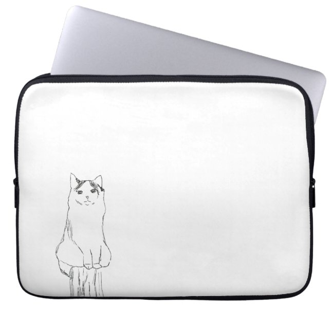Housse Pour Ordinateur Portable Croquis de chat mignon moderne (Devant)