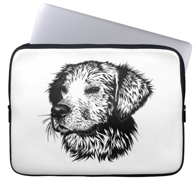 Housse Pour Ordinateur Portable Croquis en tête de canine (Devant)