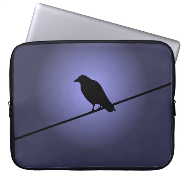 Housse Pour Ordinateur Portable Crow sur fil de téléphone (Devant)
