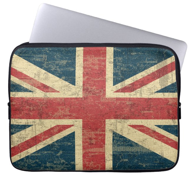 Housse Pour Ordinateur Portable Cru d'Union Jack affligé (Devant)