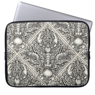 Housse Pour Ordinateur Portable Crustacéen en noir et blanc naturel