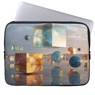 Housse Pour Ordinateur Portable Cubes et sphères flottants surréalistes