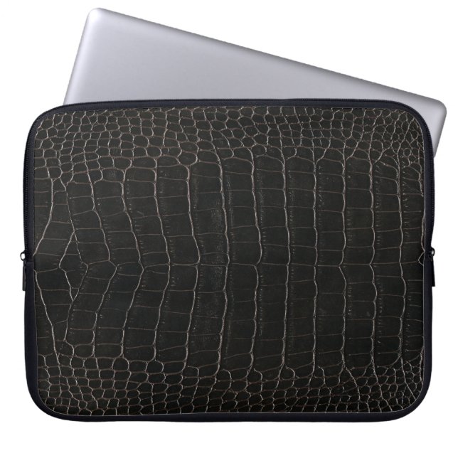 Housse Pour Ordinateur Portable Cuir de crocodile luxueux : texture textile. (Devant)