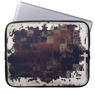 Housse Pour Ordinateur Portable Cuir de vache marron et blanc Country Western