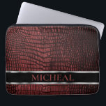 Housse Pour Ordinateur Portable Cuir noir foncé personnalisé<br><div class="desc">Pochette pour ordinateur portable. Doté d'un design personnalisé en cuir rouge foncé et prêt à être personnalisé. REMARQUE : SEULEMENT CHANGER LES ZONES MODÈLES NÉCESSAIRES! 😀 Si nécessaire, vous pouvez supprimer le texte et commencer à ajouter le texte et la police que vous voulez. 📌 Si vous avez besoin d'une...</div>