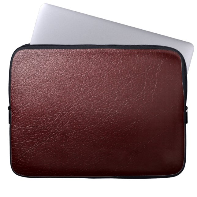 Housse Pour Ordinateur Portable Cuir Rouge Foncé Texturé (Devant)