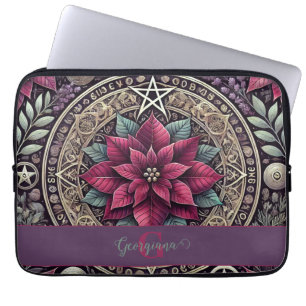 Housse Pour Ordinateur Portable Cuisine personnalisée Poinsettia Pentagram Mandala