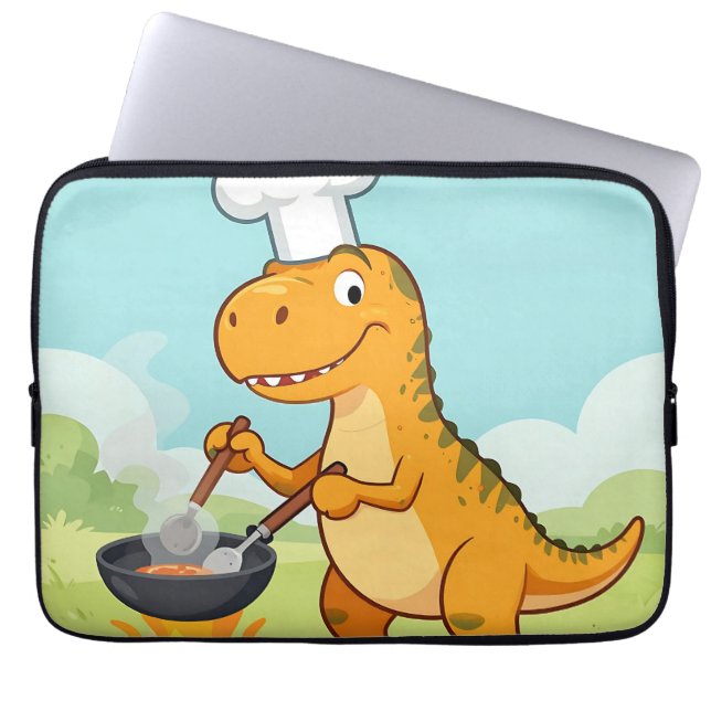 Housse Pour Ordinateur Portable Cuisinier Dinosaure Cuisine Drôle (Devant)