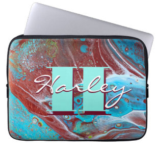 Housse Pour Ordinateur Portable Cuivre et flux acrylique Turquoise