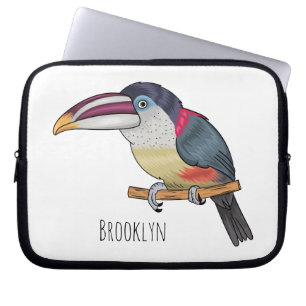 Housse Pour Ordinateur Portable Curl crested aracari bird cartoon