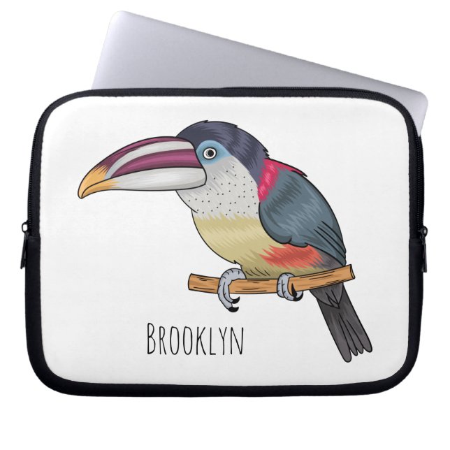 Housse Pour Ordinateur Portable Curl crested aracari bird cartoon (Devant)