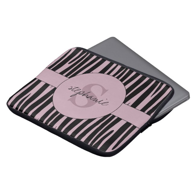Housse Pour Ordinateur Portable Custom Name Monogrammed Zebra stripes pattern (Devant haut)
