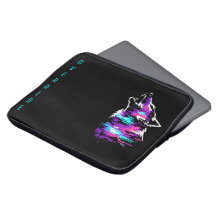 Custom Name Override Glitch Wolf Cyberpunk Laptop 