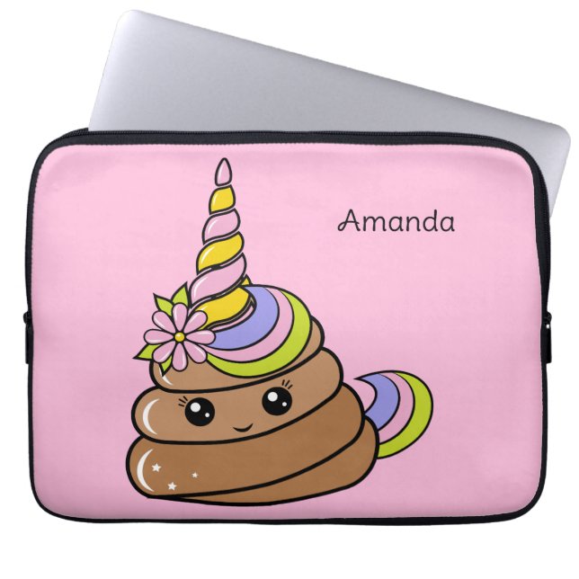 Housse Pour Ordinateur Portable Custom Name Unicorn Poop (Devant)