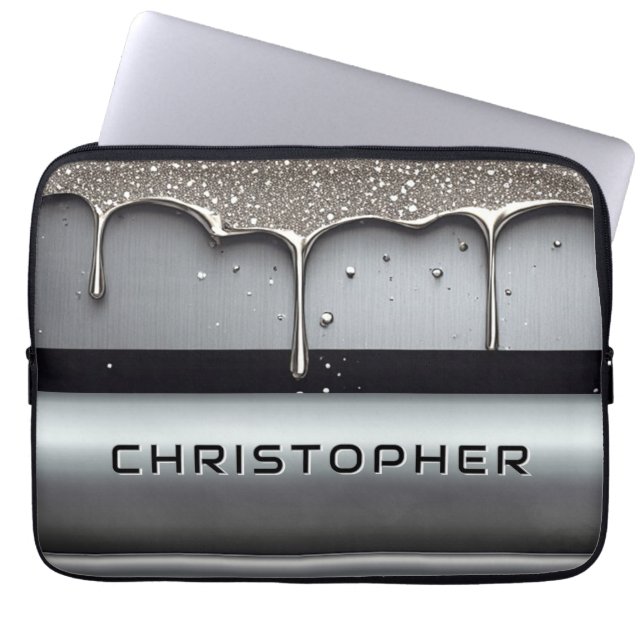 Housse Pour Ordinateur Portable Custom Name With Dripping Liquid Metal (Devant)