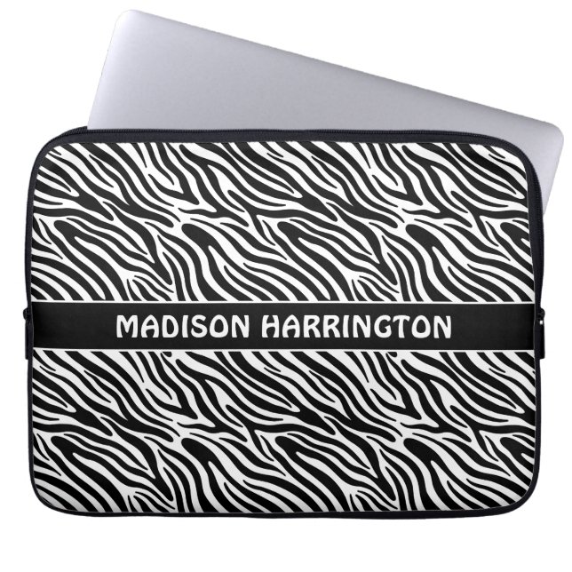 Housse Pour Ordinateur Portable Custom Name Zebra Pattern (Devant)