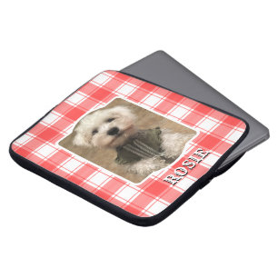 Housse Pour Ordinateur Portable Custom Photo Red & White Country Farmhouse Plaid