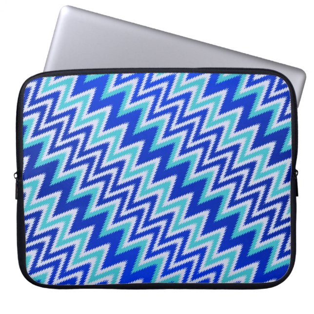 Housse Pour Ordinateur Portable Cute aqua bleu zigzag rayures (Devant)