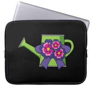 Housse Pour Ordinateur Portable Cute arrosage canne avec Bouquet de fleurs