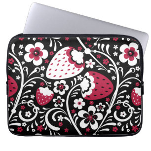 Housse Pour Ordinateur Portable Cute Botanique Fields de fraises Khokhloma Motif