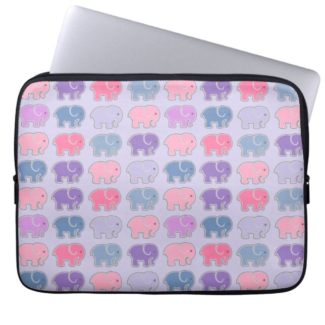Housse Pour Ordinateur Portable Cute Cartoon Purple Elephant Pattern (Devant)