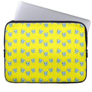 Housse Pour Ordinateur Portable Cute chaton bleu bondissant sur jaune