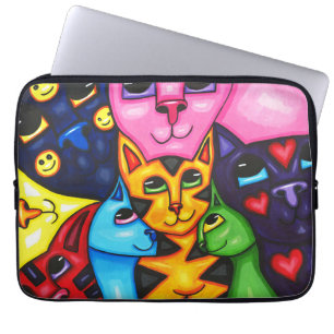 Housse Pour Ordinateur Portable Cute Chats colorés Whimssart Art peinture original