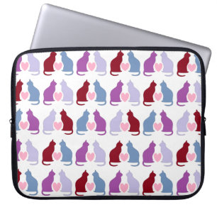 Housse Pour Ordinateur Portable Cute Chats et Coeurs Motif