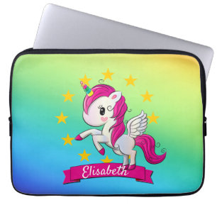 Housse Pour Ordinateur Portable Cute Colorful Magique Unicorn Rainbow Kids Nom