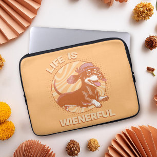 Housse Pour Ordinateur Portable Cute Dachshund "La vie est pleine de vie" Couleurs