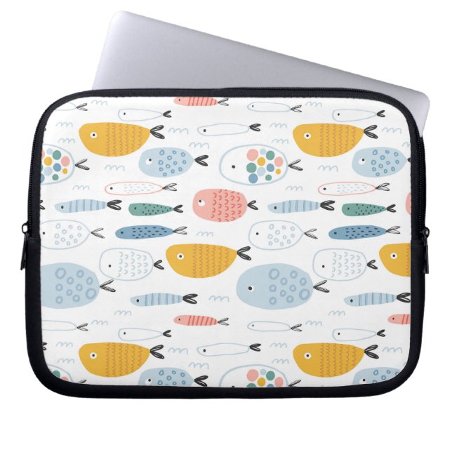 Housse Pour Ordinateur Portable Cute Doodle École de Motif de poisson (Devant)