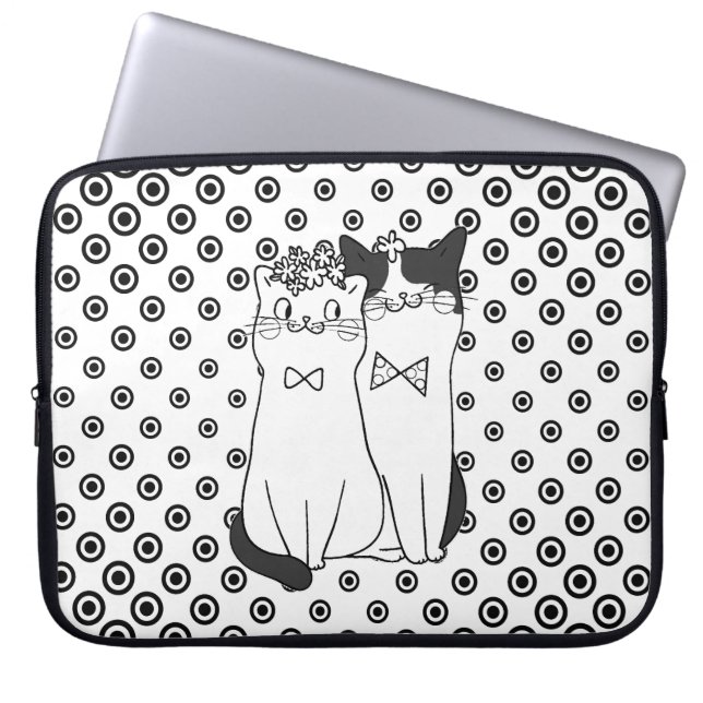 Housse Pour Ordinateur Portable Cute Dotty Chats Couple en amour (Devant)
