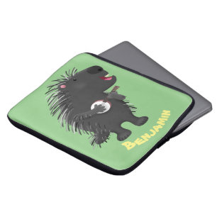Housse Pour Ordinateur Portable Cute drôle porc-épic avec dessin animé de banjo