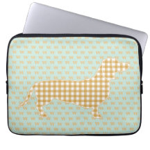 Cute En vichy Dachshund Monogram Canard Oeuf Bleu