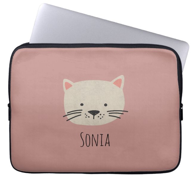 Housse Pour Ordinateur Portable Cute face de chat Whimsical (Devant)