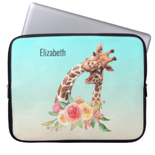 Housse Pour Ordinateur Portable Cute Giraffe Aquarelle Maman & Bébé