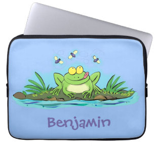 Housse Pour Ordinateur Portable Cute green hungry frog cartoon illustration