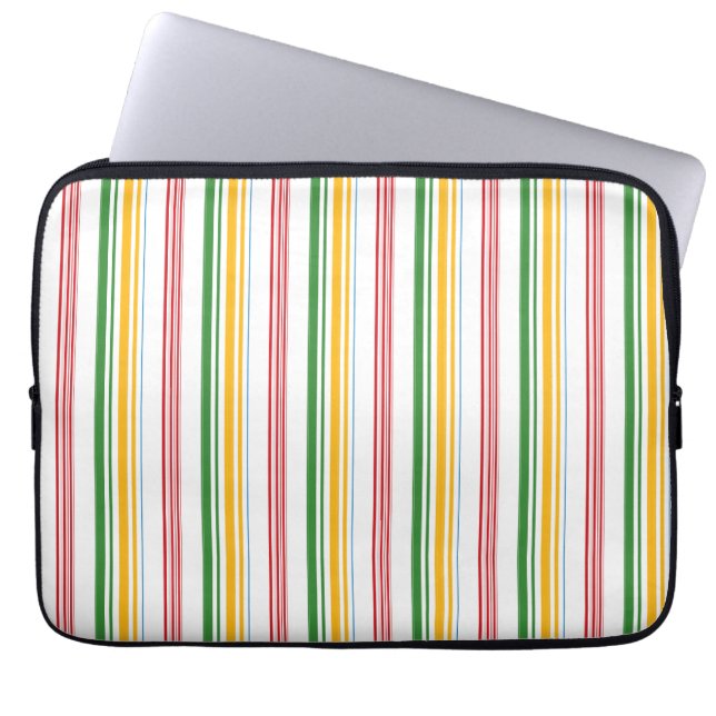 Housse Pour Ordinateur Portable Cute green yellow stripes (Devant)