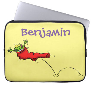 Housse Pour Ordinateur Portable Cute grenouille dans une chaussette rouge saut de