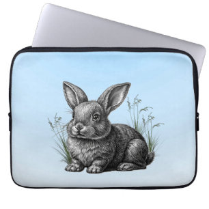 Housse Pour Ordinateur Portable Cute Grey Rabbit contre un ciel bleu