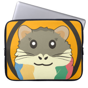 Housse Pour Ordinateur Portable Cute hamster face avec fourrure colorée : Amoureux