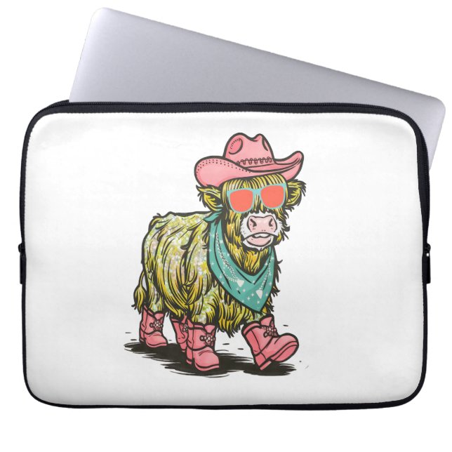 Housse Pour Ordinateur Portable Cute Highland Cow, Ouest (Devant)